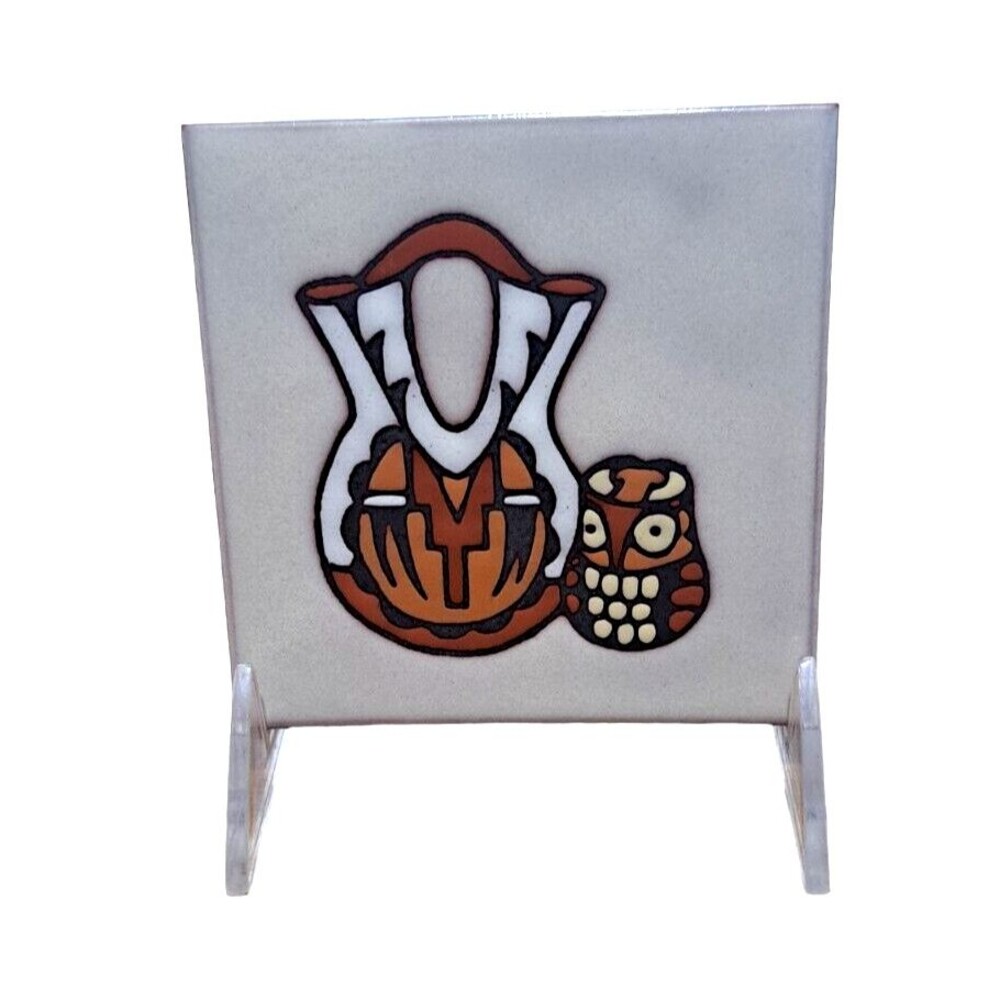 Cleo Teissedre Ceramic Tile 4" Wall Art Trivet/Coaster Native Southwest Owl